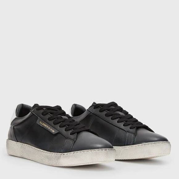 AllSaints Sheer Leather Sneakers In Black White Bicolor - Picture 1 of 14